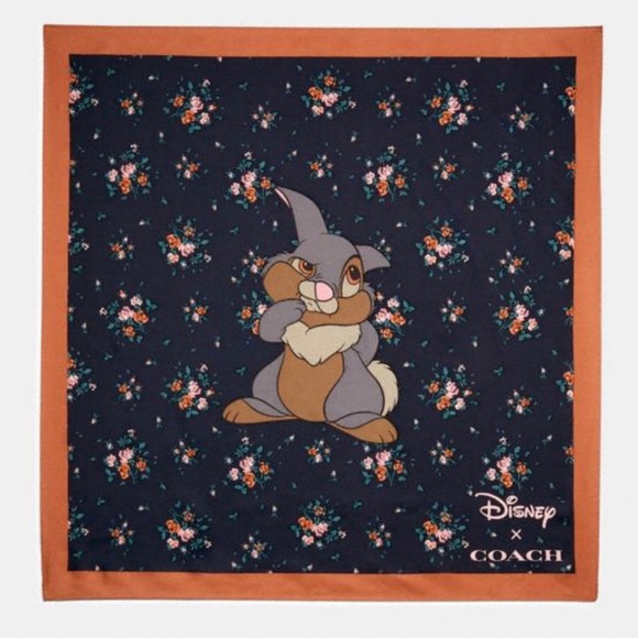 Disney X Coach Thumper Rose Bouquet Print Silk - Picture 1 of 2
